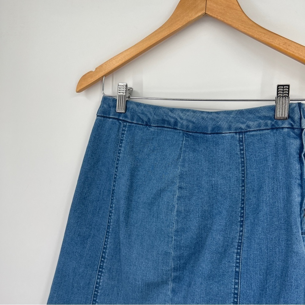 Rachel Rachel Roy Medium Blue Wash Button Placket A-Line Mini Denim Jean Skirt - Picture 4 of 13